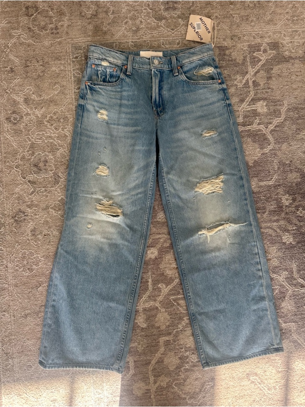 NWT MOTHER The Down Low Spinner Hover Jeans Size 26 Holy Roller